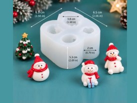 Molde silicona 4 muñecos de nieve y 1 arbolito mini 